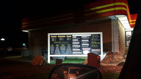 The drive-thru menu