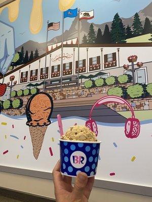 We're @ the new Baskin-Robbins location! Hubby's Carmel Machioto/peanut butter cup ice cream  & Schulz's Redwood Empire Ice Arena pic .