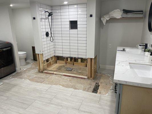 Bathroom flood damage