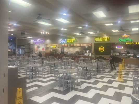 Nice Food Court! Sanitized, with plenty of socially distanced tables!