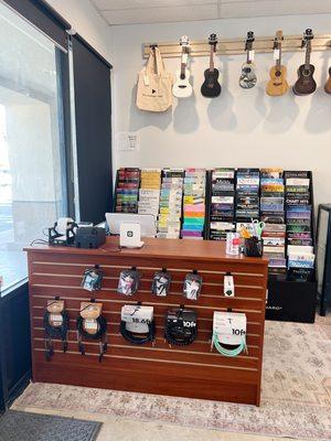 Storefront with books and accessories for sale.