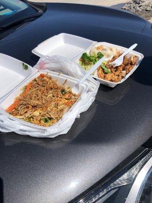 Chicken pad tai and chicken teriyaki