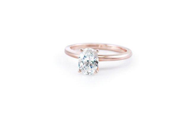 Classic Oval Solitaire set in  rose gold