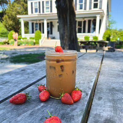 Our spring Pungo Fields latte, using Cullipher Farms strawberries and fresh ginger!