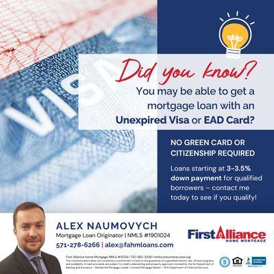 Mortgage for clients with EAD and Work visas