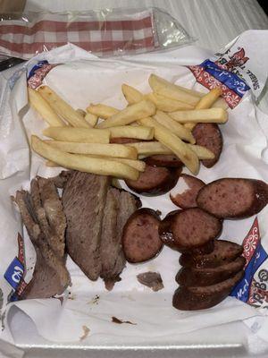 Choose Two Combo Platter brisket and sausage