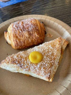 Chocolate croissant and lemon lavender apple turnover