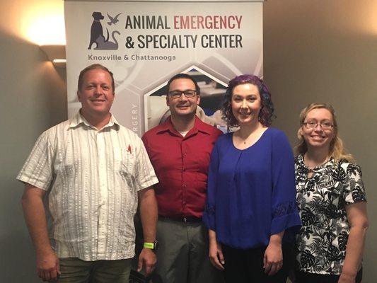 Specialty Director Jeff Phillips, Surgeon Rick Wong, Internist Erin Galemore, and Internist Wendy Morre at one of our many CE events.