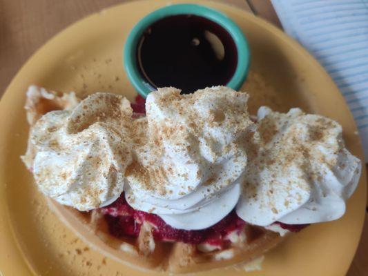 Raspberry cheesecake waffle