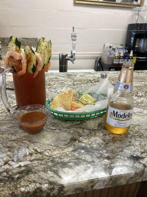 Mexican Style Michelada w/Shrimp