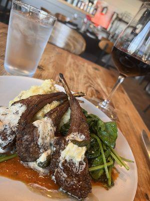 Lamb Chops with potatoes and roasted spinach