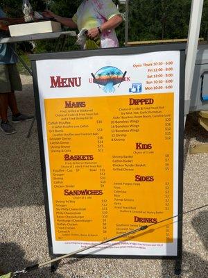 Menu of delicious food