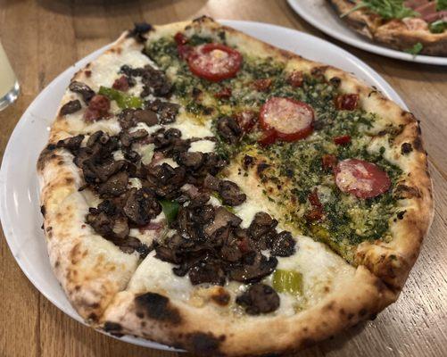 Half Shroom/Half Pesto Pizza