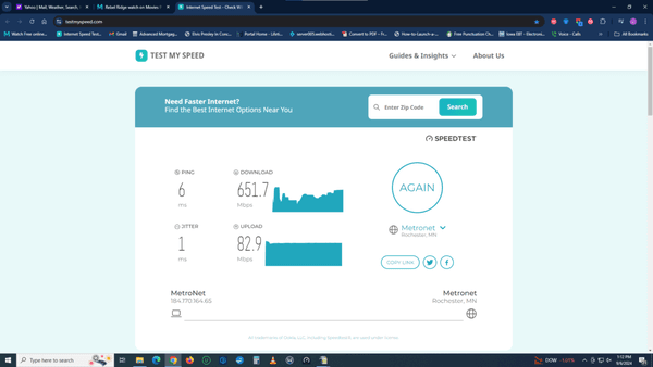 those spikes and valley's shouldn't be there.  But, HEY, they (metronet) says it's working fine.  This is supposed to be 1G speed.