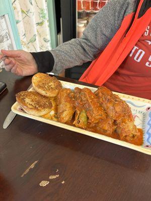 Stuffed cabbage with delicious homemade bread