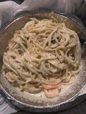 Fettuccine Alfredo with shrimp