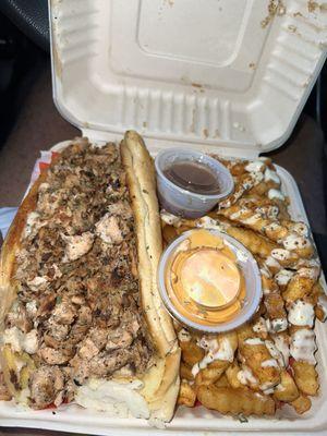 Salmon Philly - was a little dry and fries were overcooked