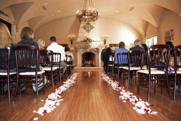 I loved the mix of the blush, white and red petals for the aisle! Photo Credit Melissa Shumway Photography