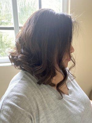 Deep conditioning, cut and a blowout/curl.