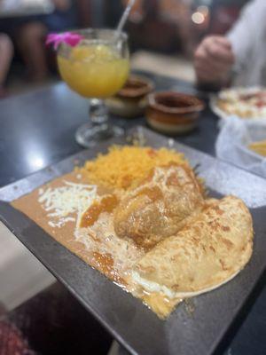 Chili relleno and cheese quesadilla