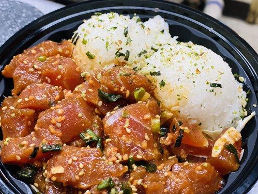 Poke Bowl! Marinated Ahi with 2 scoops rice.