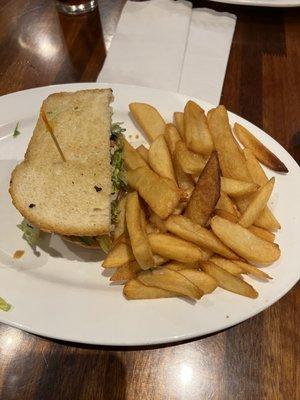 Garden fresh chicken sandwich with fries