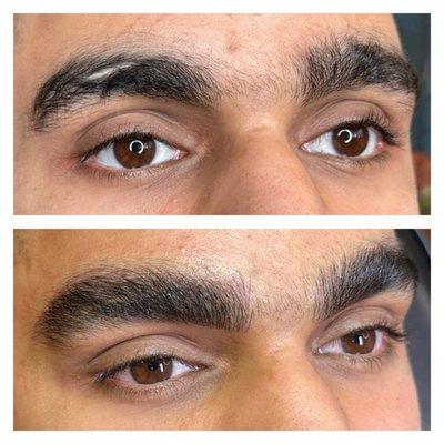 Before microblading on top and after on bottom