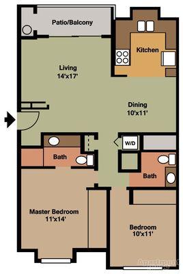 2 Bedroom Floor Plan 1090 sq.ft.