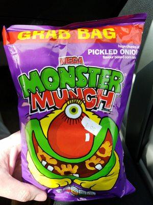 Mega Monster Munch. Got this on 3/18/17.. didn't see it a couple months ago. They're pretty yummy but very tangy! Pickled onion flavor.