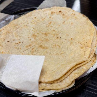 Handmade corn tortillas.