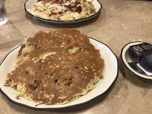 Banana walnut pancakes - They are huge. This is a short stack; 2 pancakes. Really good. Didn't even need syrup.