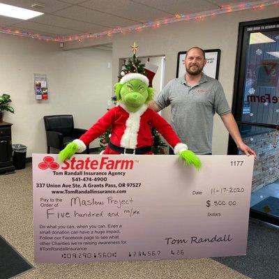 Even the Grinch is in the giving mood during the holidays!