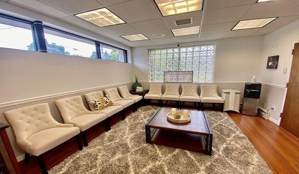 Spacious and well lit waiting area at Dumont dentist East Madison Dental