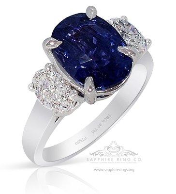 Color change sapphire ring, platinum untreated GIA certified