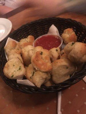 Complimentary garlic knots