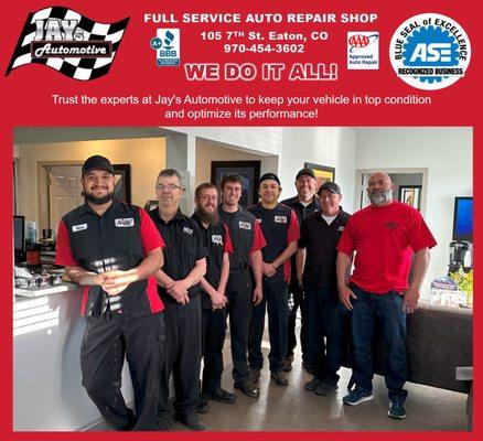 Jay's Automotive is a full-service Auto Repair Shop in Eaton CO.  Celebrating 15 years in business.