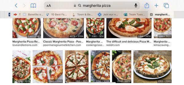 Google images of margherita pizzas