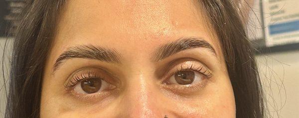 Lifted lashes and laminated eyebrows with threading @sovans eyebrows threading