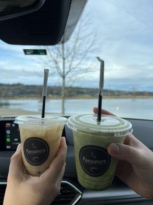 Iced London Fog and Iced Matcha with Vanilla