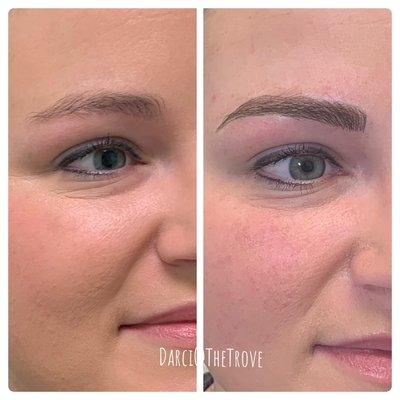 Microbladed eyebrows and permanent eyeliner