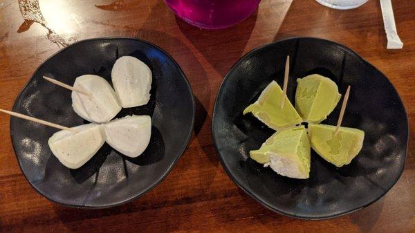 Vanilla and green tea mochi ice cream