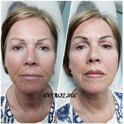 ~FULL FACE~
HAIRSTROKE EYEBROWS FOR COLOR CORRECTION
TOP EYELINER AND LIP LINE ENHANCEMENT WITH FULL COLOR