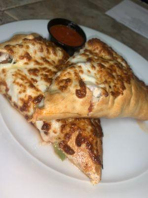 Calzone baked with cheese