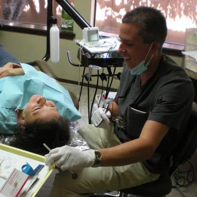 Dr. Kezele jokes with a longtime patient