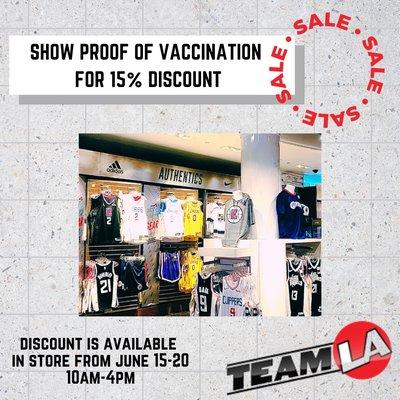 TeamLA is back! Stop by this week and receive 15% discount with proof of vaccination.