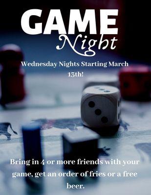 Game night every Wednesday