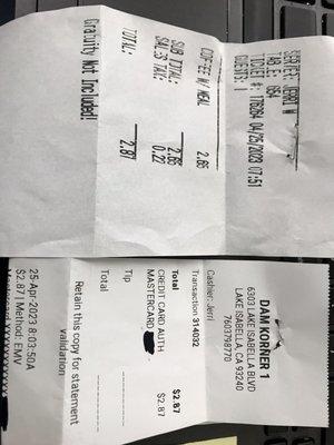 Receipt of purchase