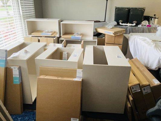 Klearvue Stoten white cabinets delivered and unboxed