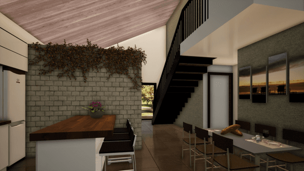 A 3D rendering of the inside of one of our ADU designs.