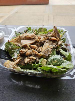 Arugula Caesar with jerk chicken